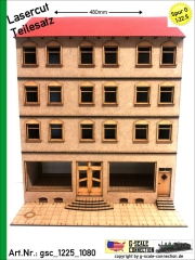 Halbreliefhaus Haus 480mm - Ladenhaus - Tür rechts - Lasercut Teilesatz