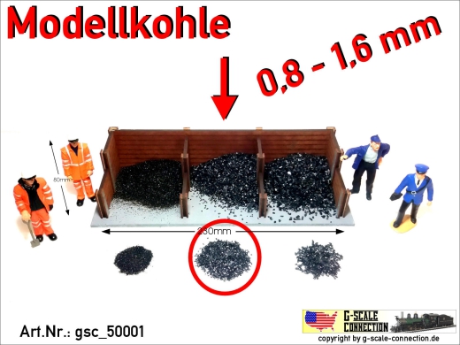 Modellkohle Kohle Ladegut 0,8-1,6mm gsc_50001 Zip-Beutel ca. 220-240gr.