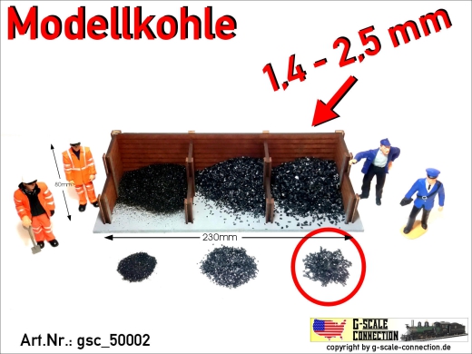 Modellkohle Kohle Ladegut 1,4-2,5mm gsc_50002 Zip-Beutel ca. 250-260gr.