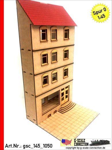 Halbreliefhaus Haus 160mm - Ladenhaus - Tür rechts - Lasercut Teilesatz