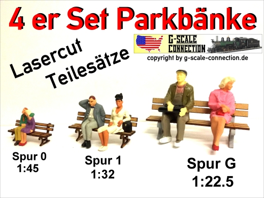 4er Set Parkbank - Bank - Lasercut - Spur 0 - 1:45