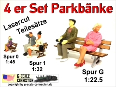 4er Set Parkbank - Bank - Lasercut - Spur G - 1:22,5